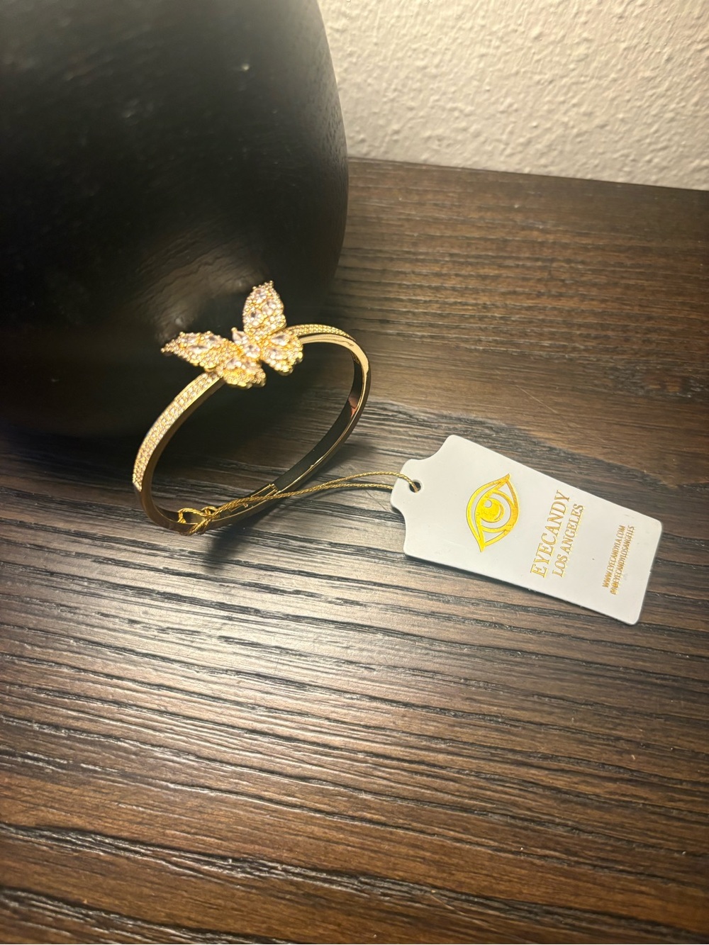 NEW Eye Candy Gold Butterfly Crystal Bangle Bracelet